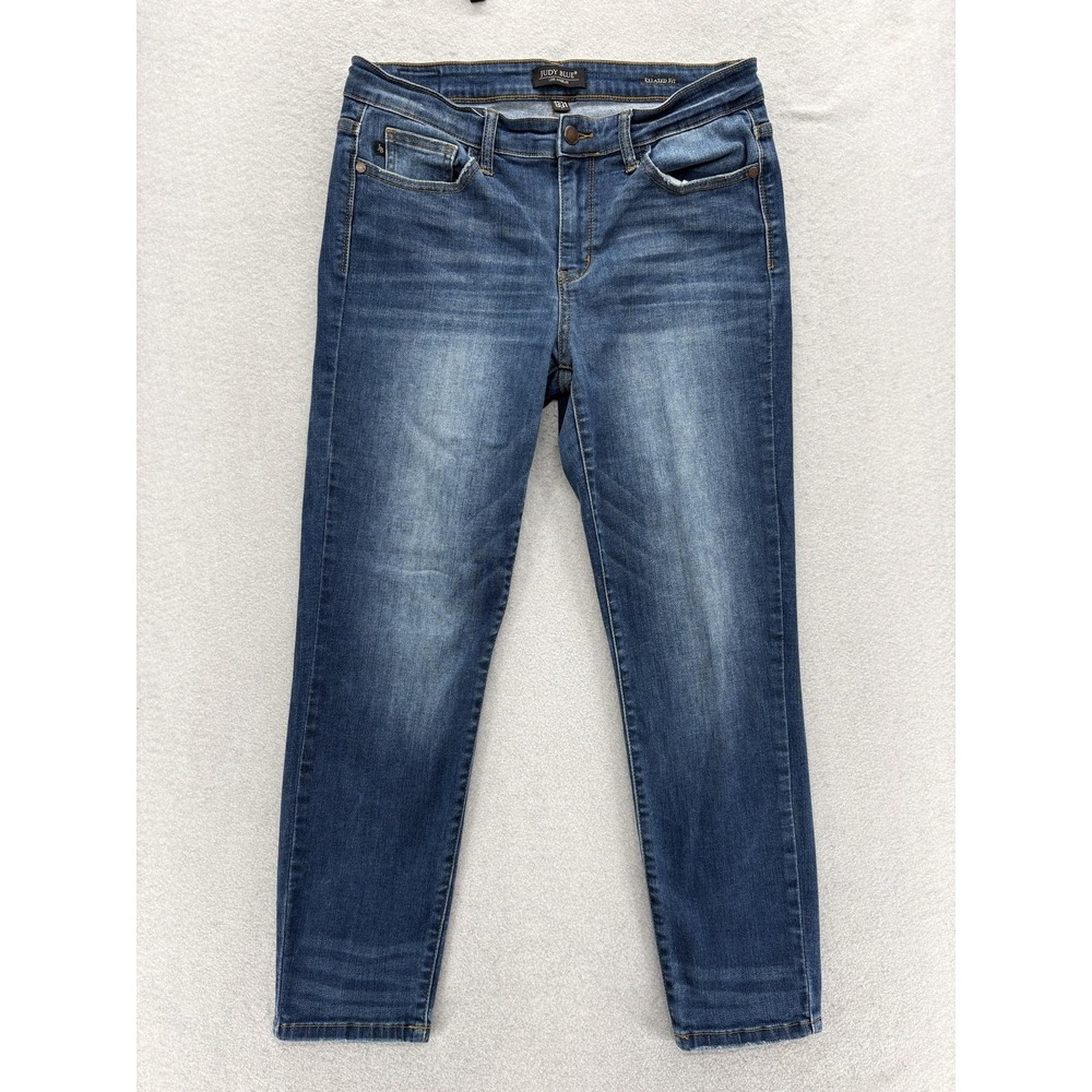 Judy Blue Angie Comfy Chic Relaxed Jeans Womens 13/31 Blue Mid Rise Stretch Pant